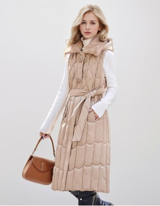 2024 New Fashion Eiderdown Cotton Long Vest Waist Slim Warm Coat