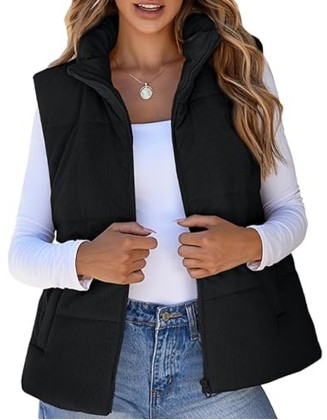 Autumn And Winter Fashion Corduroy Down Vest Leisure Pocket Placket Zipper Women Padded Coat