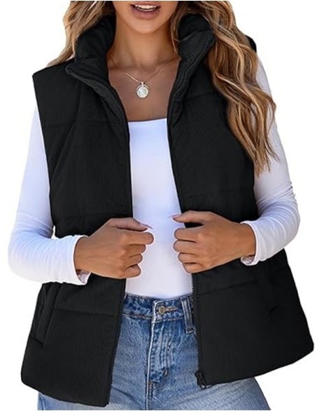 Autumn And Winter Fashion Corduroy Down Vest Leisure Pocket Placket Zipper Women Padded Coat