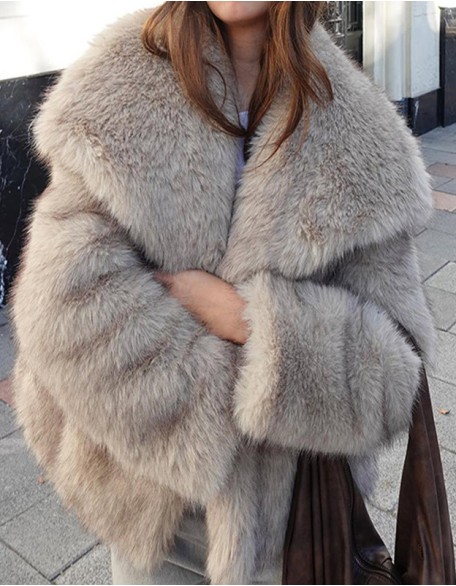 Fashion Solid Color Lapels Short Fur Winter Elegant Commuter Clothes