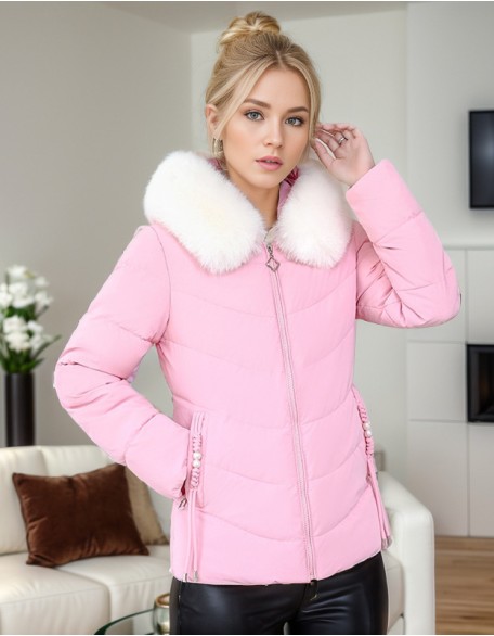 Large Fur Collar Short Cotton Padded Jacket Slim Padded Waist Winter Coat