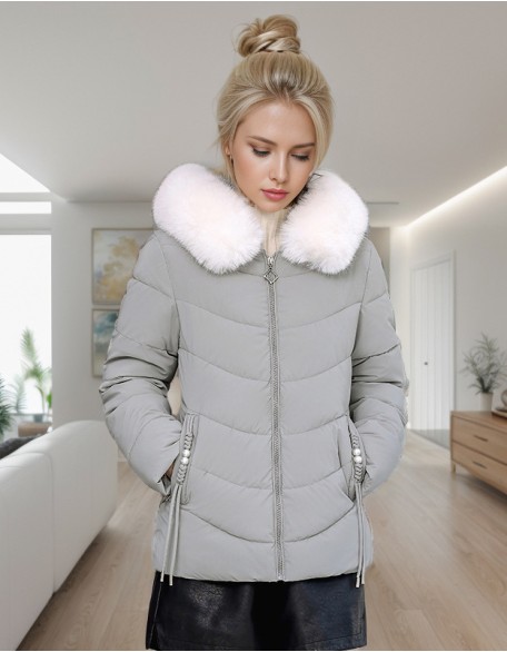 Large Fur Collar Short Cotton Padded Jacket Slim Padded Waist Winter Coat