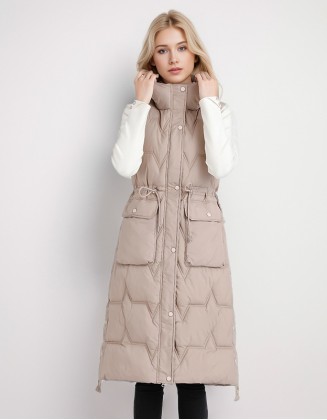 Long High Collar Down Cotton Vest Fashion Thicken Padded Cotton Coat