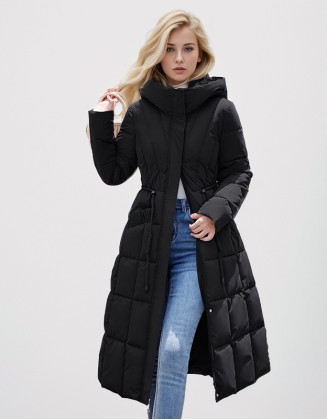 Long Slim Fashion Temperament Hooded Coat New Belt Elegant Cotton Padded Jacket