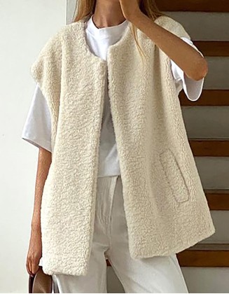 Loose Casual Fashion New Lambswool Vest Coat