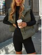 New Casual Solid Color Cotton Sleeveless Vest Jacket With Stand Collar