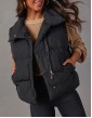 New Casual Solid Color Cotton Sleeveless Vest Jacket With Stand Collar