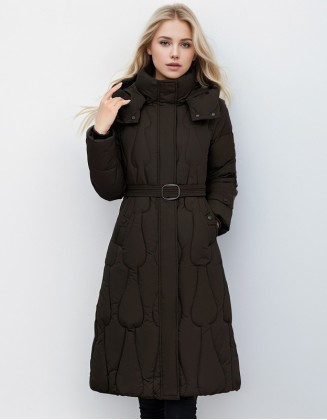 New Slim Solid Color Long Cotton Padded Down Jacket Coat