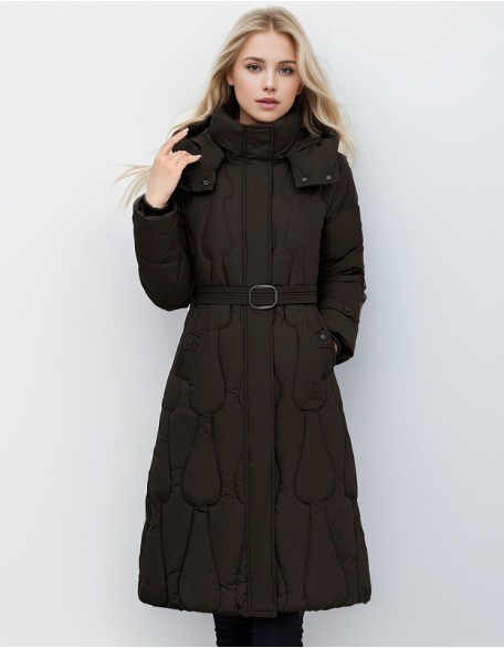 New Slim Solid Color Long Cotton Padded Down Jacket Coat