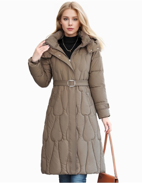 New Slim Solid Color Long Cotton Padded Down Jacket Coat