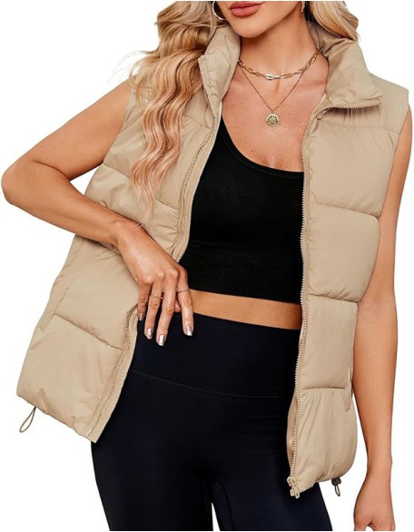 New Thickened Sleeveless Stand Collar Warm Vest Down Cotton Vest Jacket