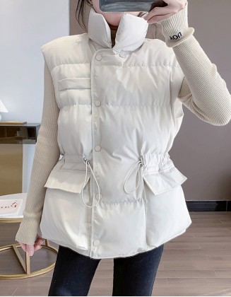 New White Duck Down Short Vest Jacket With Waistcoat