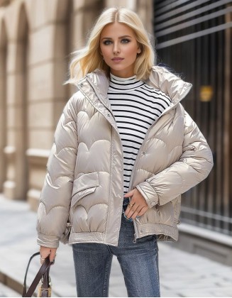 New Winter Short Glossy Cotton Padded Coat With Small Jacket