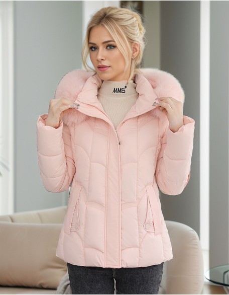 Short Big Fur Collar Slim Fashion Cotton Padded Jacket