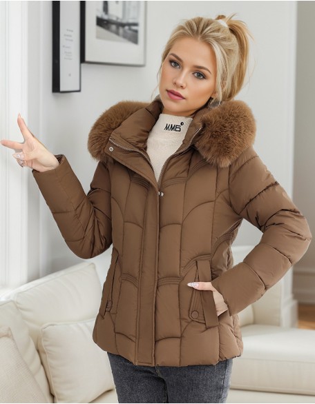 Short Big Fur Collar Slim Fashion Cotton Padded Jacket