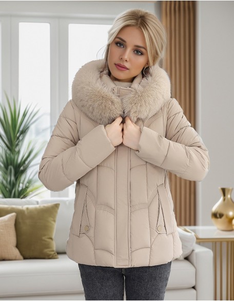 Short Big Fur Collar Slim Fashion Cotton Padded Jacket