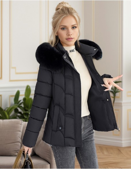 Short Big Fur Collar Slim Fashion Cotton Padded Jacket