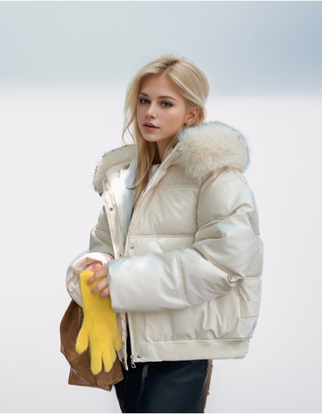 Short Big Fur Collar Thick Loose Down Jacket New Fashion Cotton Padded Coat