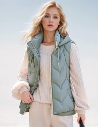 Short Fashion Hooded Vest Light Warm Coat