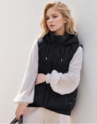 Short Fashion Hooded Vest Light Warm Coat