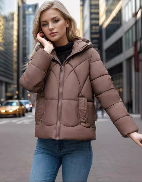 Short Hooded Slim Light Down Cotton Padded Jacket Coat