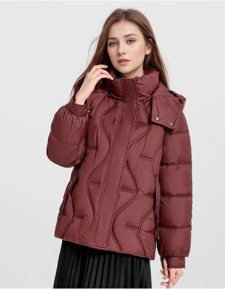 Short Loose Hooded Down Jacket Padded Slim Cotton Coat