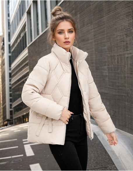 Solid Color Short Fashion Small Cotton Padded Jacket Temperament Down Jacket