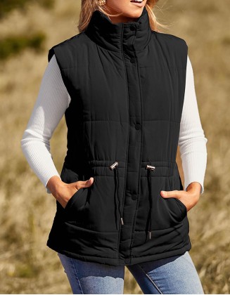 Solid Color Waist Single Breasted Vest Slim Temperament Cardigan Coat