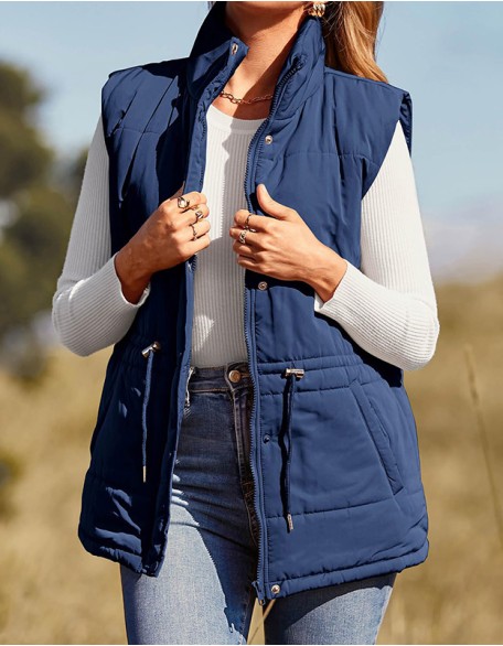 Solid Color Waist Single Breasted Vest Slim Temperament Cardigan Coat