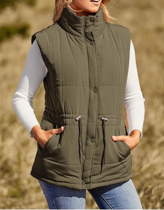 Solid Color Waist Single Breasted Vest Slim Temperament Cardigan Coat