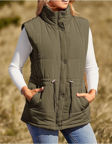 Solid Color Waist Single Breasted Vest Slim Temperament Cardigan Coat