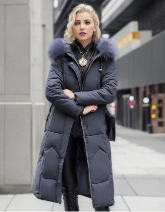 Women Down Cotton Coat Long Winter Puffer Parkas Fur Collar Thicken Warm Snow Wear Hooded Padded Coat Zipper Woman Overcoat