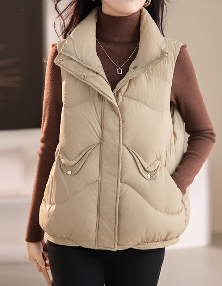 Warm Vertical Collar Fashion Wavy Vest Casual Joker Coat