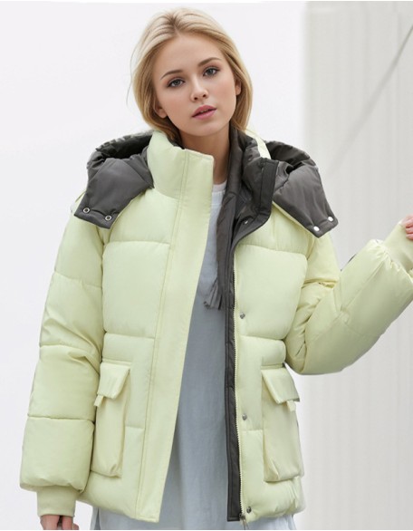 Winter New Solid Color Hooded Padded Cotton Padded Jacket Bread Coat