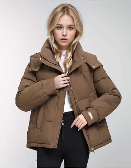 Winter Short Thick Warm Coat Solid Color College Fashion Temperament Cotton Padded Coat