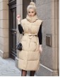 Women Long Warm Jacket Vest Autumn and Winter New Loose Sleeveless Down Cotton Coat