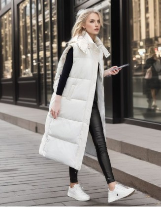 Women Long Warm Jacket Vest Autumn and Winter New Loose Sleeveless Down Cotton Coat