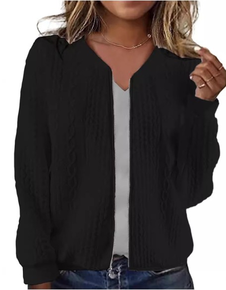 Zipper Twist Long Sleeve Casual Coat